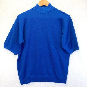 Vintage 60s Mens Mockneck Short Sleeve Sweater Medium Knit 100% Orlon Acrylic